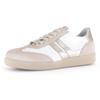 Plateausneaker GABOR, Damen, Gr. 41, beige (beige, weiß), Ziegenveloursleder, Glattleder, kontrastfarbene Details, sportlich, Schuhe, Freizeitschuh, Halbschuh, Schnürschuh mit gepolstertem Schaftrand
