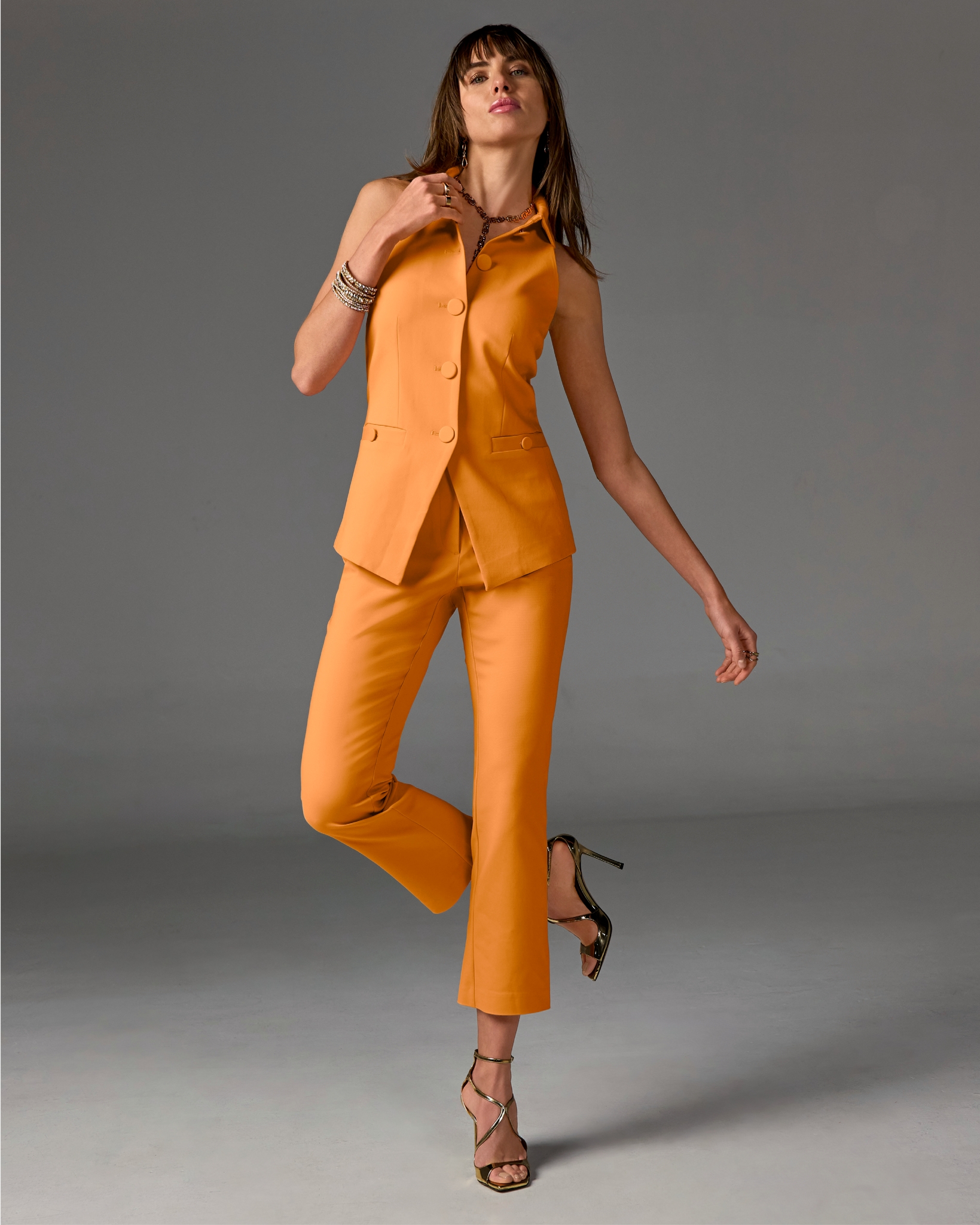Boston Proper - Bird of Paradise Orange - Monterey Modern Bootcut Kick Flare Ankle Pant - 12