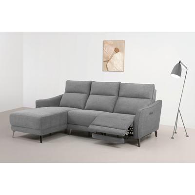 Ecksofa INOSIGN "TAYLER 3-Sitzer, L-Form (Breite 239cm), elektr. Relaxfunktion, USB A/C", grau (anthrazit), B:239cm H:101cm T:91cm, Webstoff 100% Polyester, Sofas, und Recamiere, Liegefunktion durch Recliner, Federkernpolsterung Image