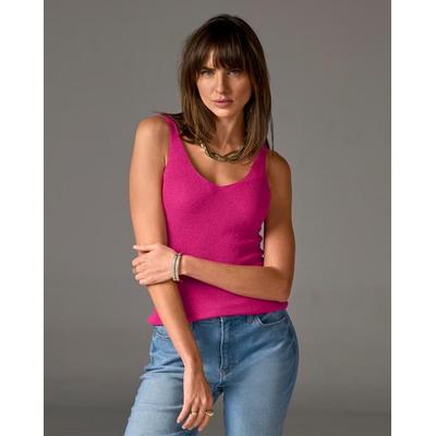 Boston Proper - Blossom Pink - Metallic V Neck Sweater Tank Top - Medium