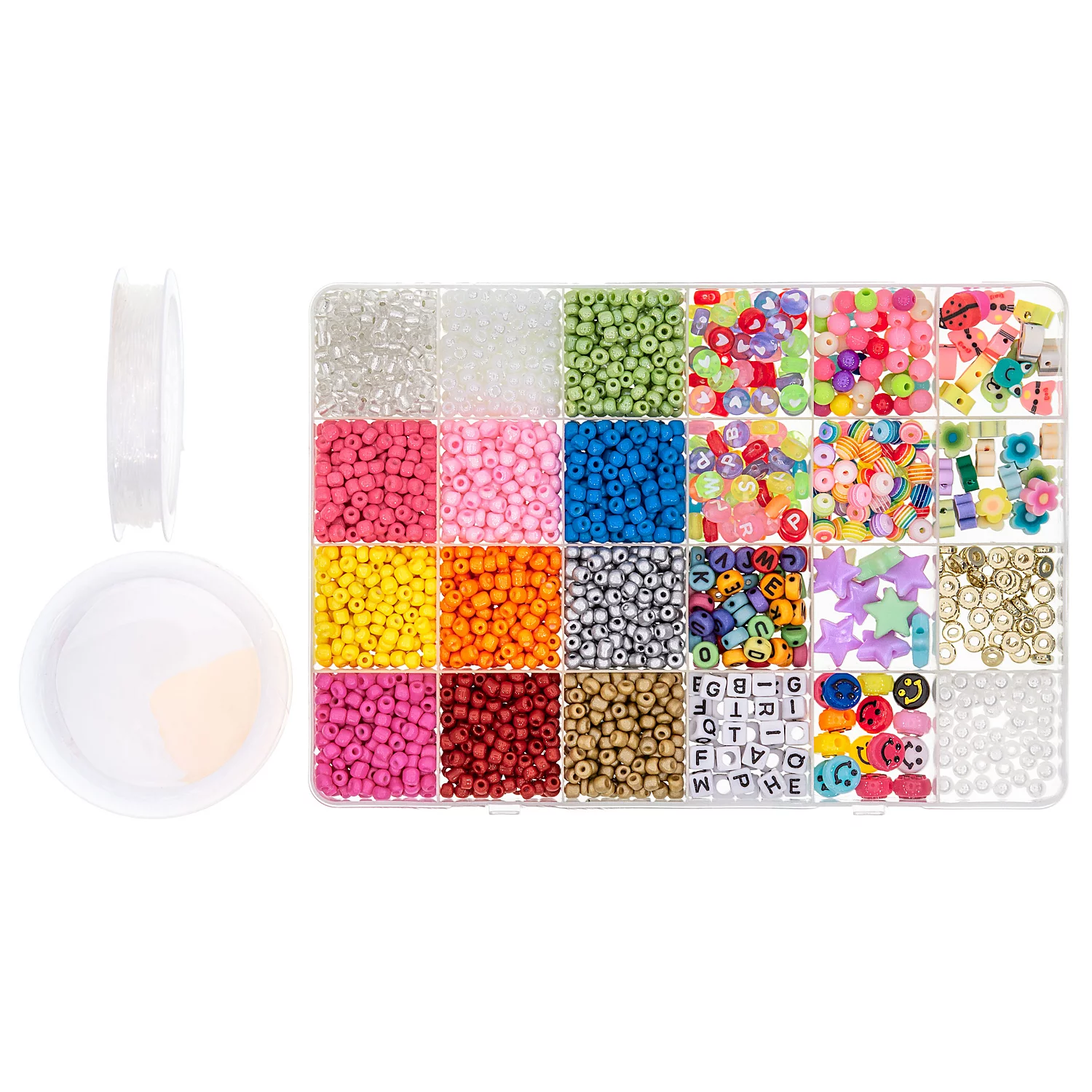 Mélange de perles avec boite de rangement, avec élastique