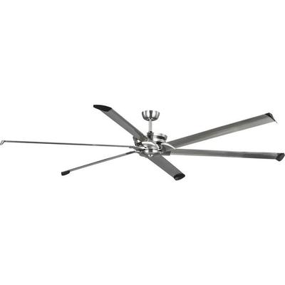 Progress Lighting 240777 - 96" Brushed Nickel 6 Blade Indoor/Outdoor Commercial Ceiling Fan (BRUSHED NICKEL CEILING FAN DUAL MOUNT CENTER (P250030-009))