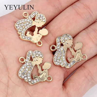 10 Pcs Alloy Crystal Connectors Bracelet Charm Gold Color Women Hold Girls Shape Jewelry Accessories