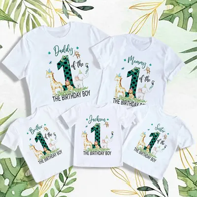 Personalised Wild One Family Matching Clother Jungle Party Dad Mom Sis Bro Baby Look Outfit T-shirt