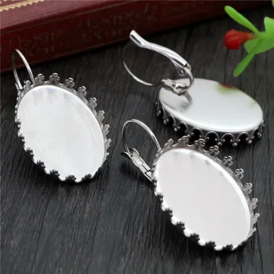 13x18mm 18x25mm 10pcs Stainless Steel French Lever Back Earrings Blank/Base,Fit 18x25mm Oval glass
