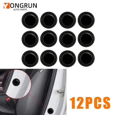 12pcs Black Car Door Shock Absorber Pad Anti-Collision Shock Absorber Pad Car Sound Insulation