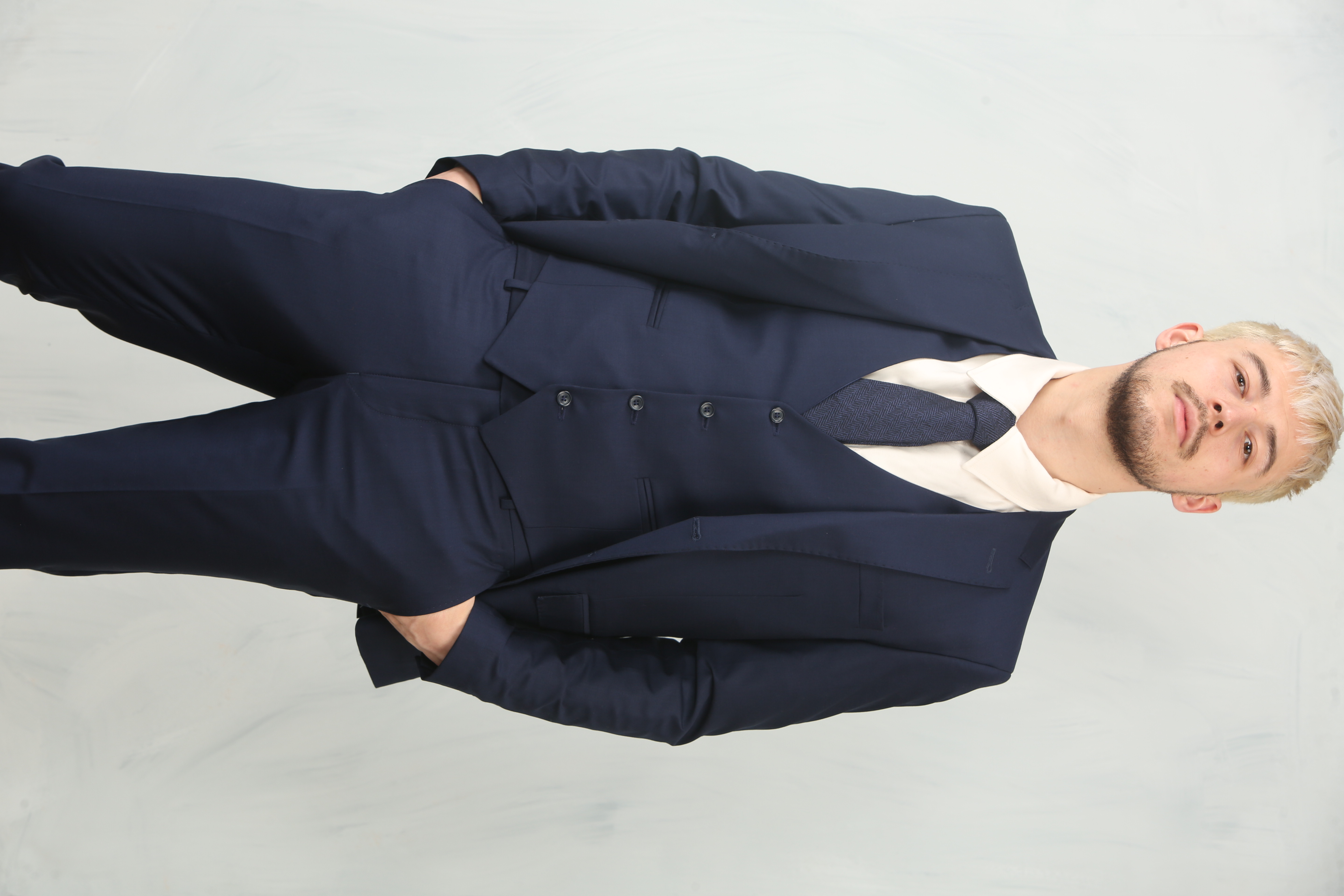 Herren Marineblau 3-teiliger formeller klassischer Anzug für für die Arbeit Image