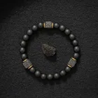 Bracelet en Onyx noir mat avec Cube de lave, bracelet pour hommes, bracelet d'équilibre, bracelet en pierre naturelle, cadeau pour homme/chambre, 1 pièce