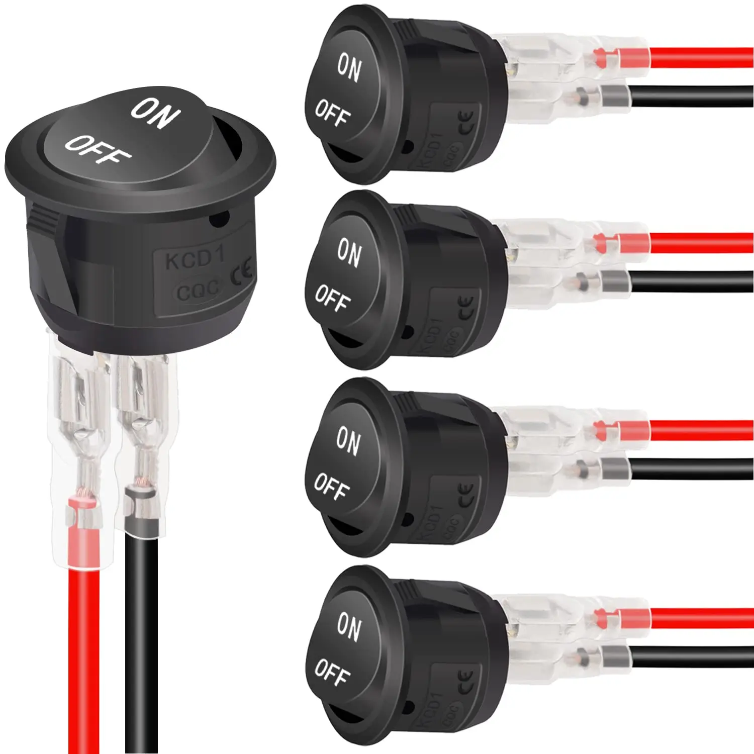 5 Pz 12 V Interruttore A Bilanciere Rotondo AC 6A/250 V 10A/125 V SPST 2 Pin 2 Posizione On/Off Interruttore A Levetta per Auto Barca Automotive RV Nero