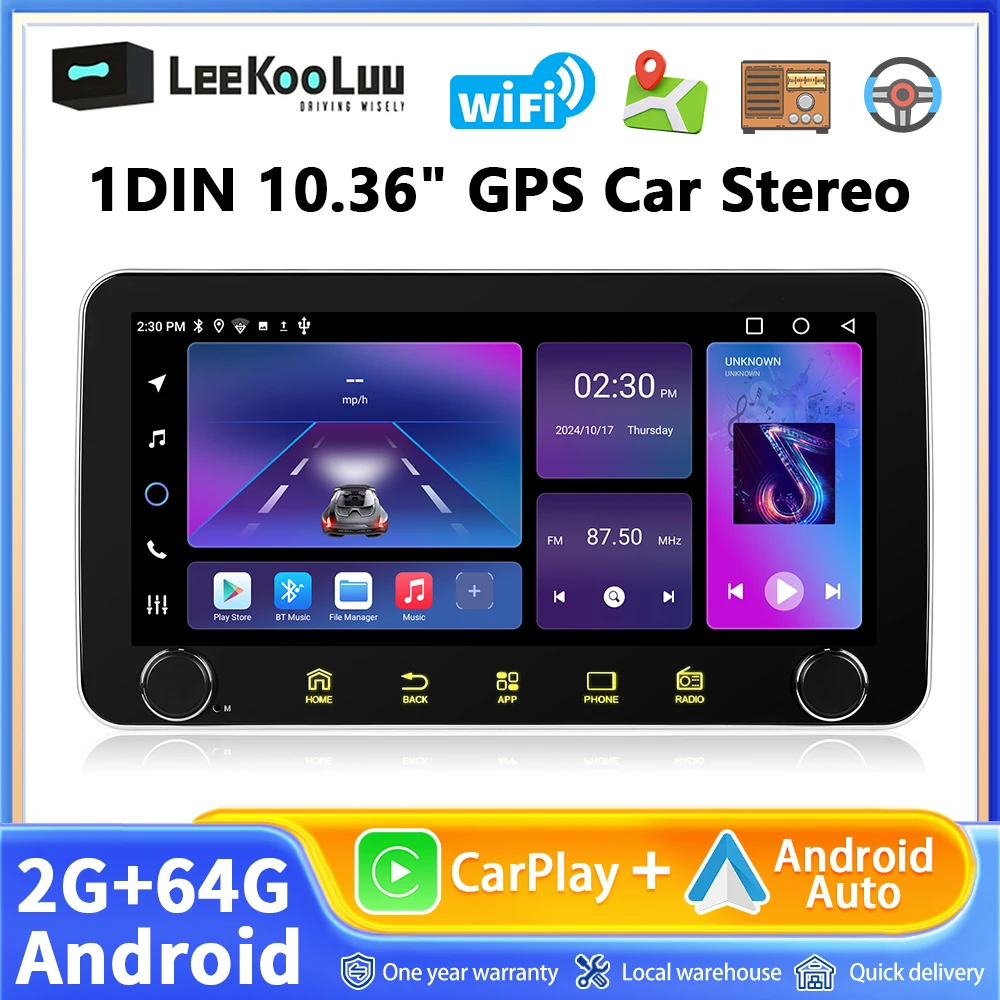 LeeKooLuu autoradio Android 2 Din 10.36 ''2 + 64G Wireless Carplay Android Auto 2Din lettore multimediale WiFi GPS Video Car Stereo