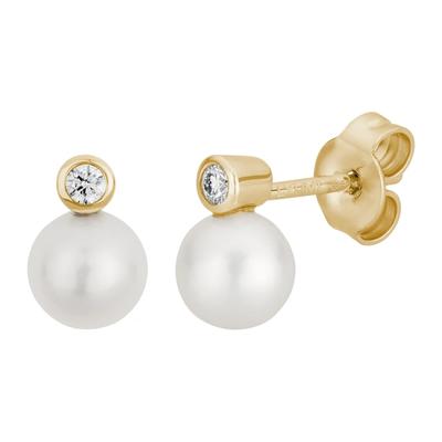 Lyomi Ohrstecker 585/- Gold Diamant weiß 0,06ct. gelb vergoldet Damen Image