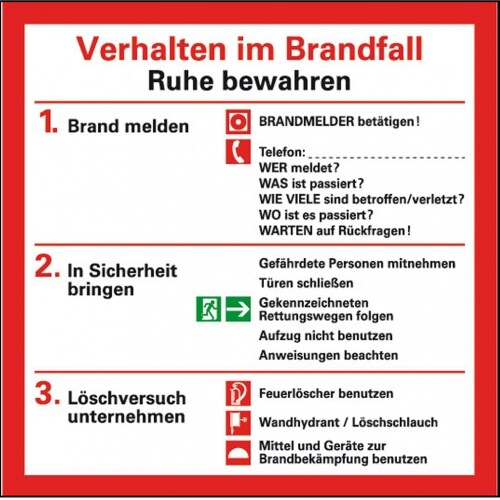Dreifke® Notfallplan Verhalten im Brandfall, Kunststoff, 200x200 mm Image