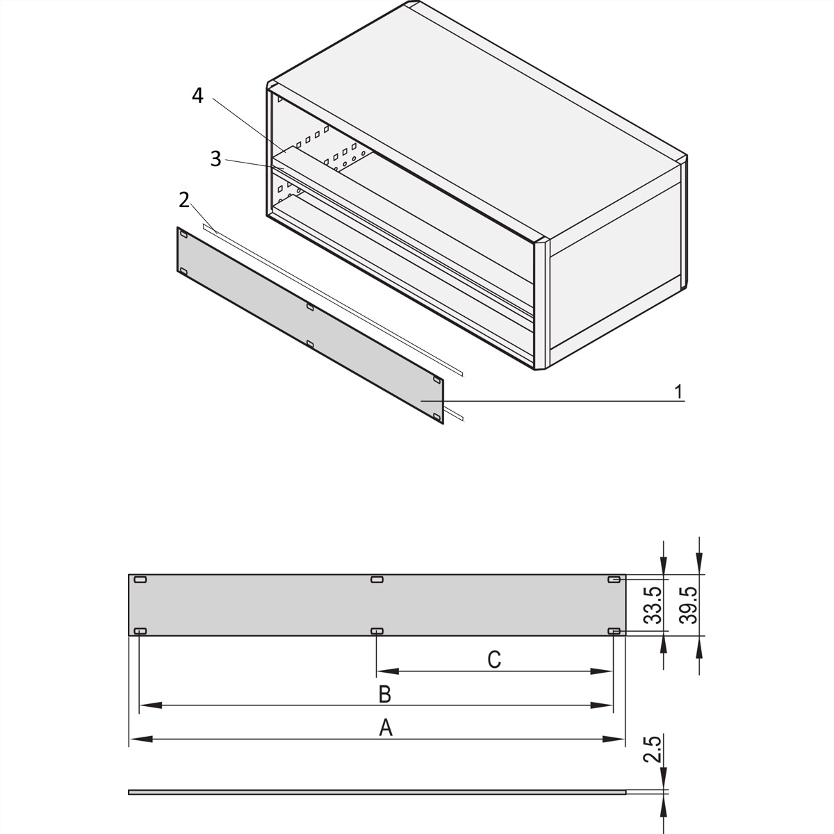 SCHROFF Frontplatten ungeschirmt - TEILFRONTPLATTE 1HE 84TE Image