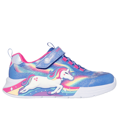 Skechers Girl's S-Lights: Unicorn Chaser Sneaker | Size 11.5 | Blue | Textile/Synthetic