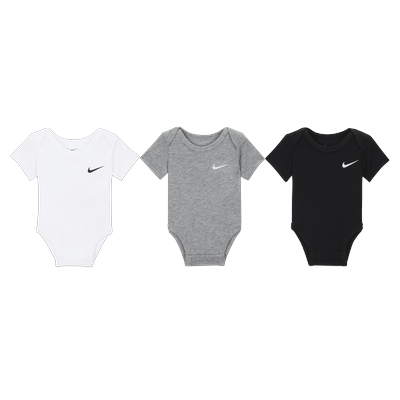 Nike Baby (0–9M) Swoosh Bodysuits (3-Pack) - Black - Cotton