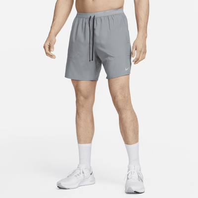Nike Stride Men's Dri-FIT 18cm (approx.) Brief-Lined Running Shorts - Grey - Polyester