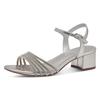 Sandalette TAMARIS, Damen, Gr. 41, grau (metallicgrau), Textil, Lederimitat, festlich, Schuhe, Blockabsatz, Festtagsschuh, Abendschuh mit funkelnden Schmucksteinen