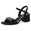 Sandalette MARCO TOZZI BY GMK, Damen, Gr. 40, schwarz, Textil, unifarben, Veloursleder, elegant, Schuhe, Blockabsatz, Riemchensandale, Abendschuh mit Feel Me-Ausstattung