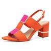 Sandalette MARCO TOZZI, Damen, Gr. 40, orange (orange, pink), Textil, Lederimitat, Veloursleder, modisch, Schuhe, Blockabsatz, Sommerschuh, Sandale mit kontrastfarbenen Details