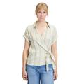 Klassische Bluse CARTOON "Cartoon Damen Streifenbluse mit Bindegürtel", Damen, Gr. 34, nature, grün, Obermaterial: 50% Viskose, 30% Polyester, 20% Leinen., modisch, schmal normal, V-Ausschnitt, Kurzarm, Blusen