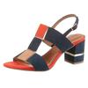 Sandalette MARCO TOZZI, Damen, Gr. 37, navy, orange, beige, Textil, Lederimitat, kontrastfarbene Details, Veloursleder, modisch, Schuhe, Blockabsatz, Sommerschuh, Sandale mit kontrastfarbenen Details