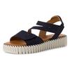 Sandalette TAMARIS, Damen, Gr. 38, blau (navy), Nubukleder, modisch, Schuhe, Riemchensandale, Sommerschuh mit geriffelter Plateausohle