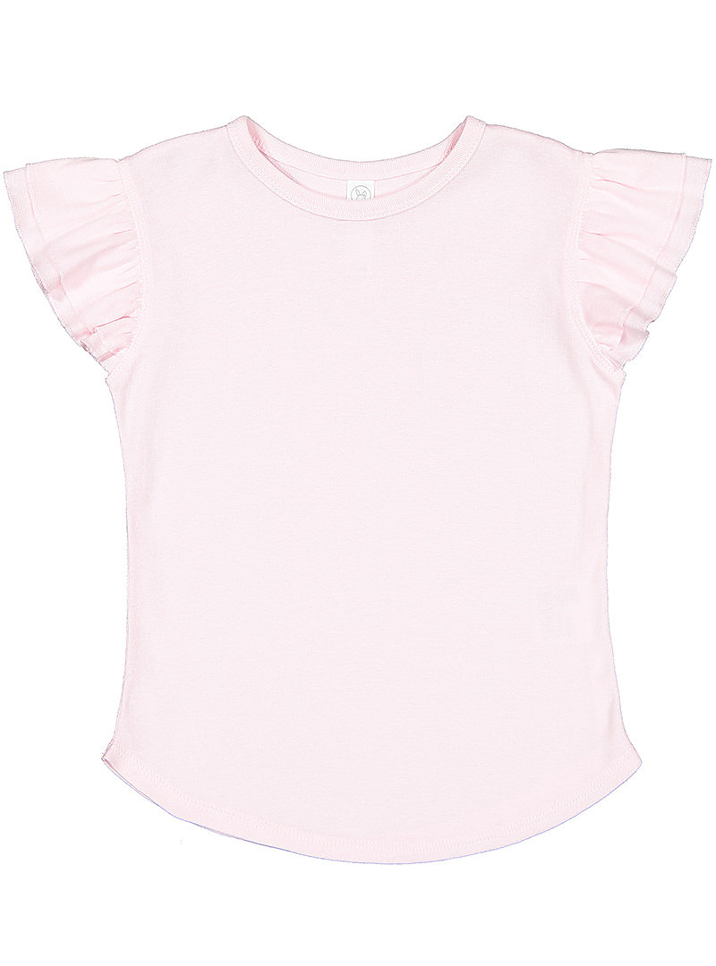 Rabbit Skins RS3339 Toddler Girls Flutter Sleeve T in Ballerina size 2 | Cotton 3339
