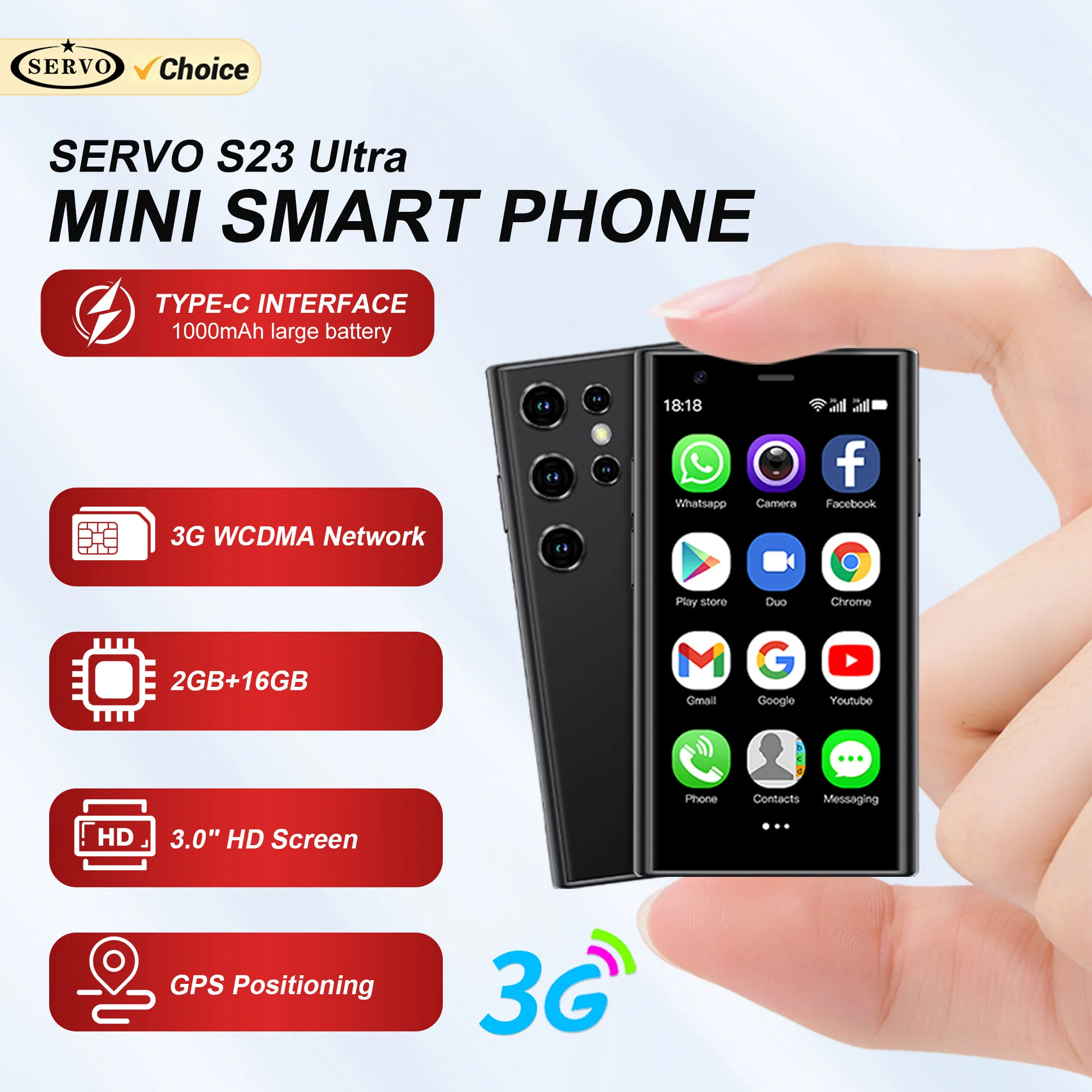 SERVO S23 Mini Smartphone Android System 3G WCDMA 2GB+16GB GPS Navigation 3.0