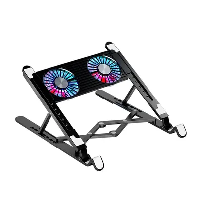 Laptop Cooling Pad with 2/4 Fans RGB Gaming Laptop Cooler 9 Height Laptop Holder Foldable Notebook
