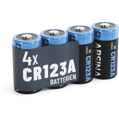 Absina - 4x CR123A Lithium Batterie 3V 1300mAh (4er Blister) Image