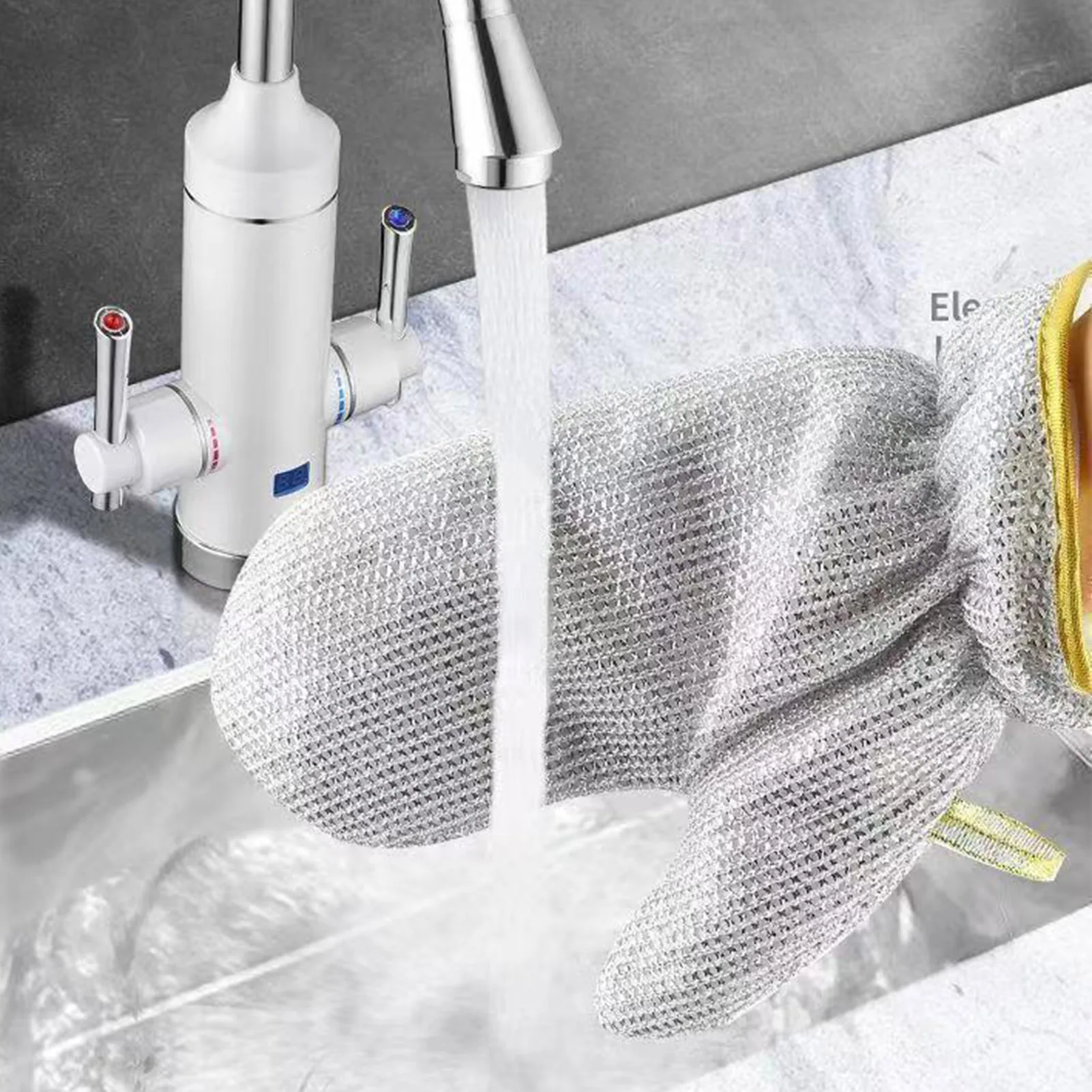 Aluminium folie Reinigungs tuch Handschuhe kratz feste Draht Geschirr tücher Handschuhe für Töpfe Pfannen Herd Image