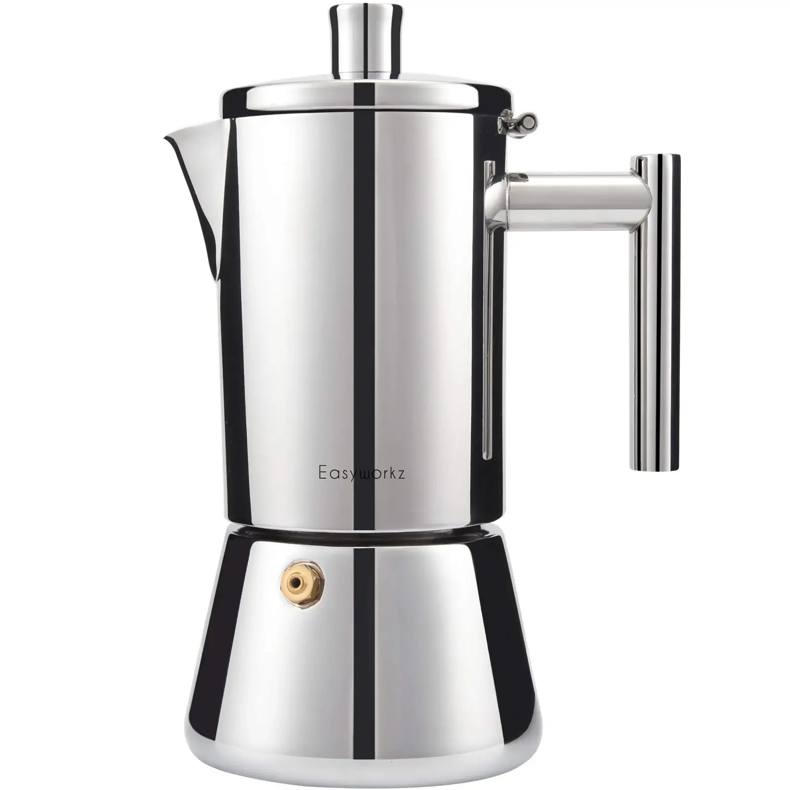 Easyworkz Diego Herd-Espressomaschine, Edelstahl, italienische Kaffeemaschine, 4 Tassen, 6,8 oz, Induktions-Moka-Kanne