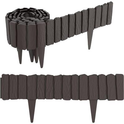 Aufun - 4,6m Holzoptik Beeteinfassung zuschneidbar Beetumrandung Rasenkante Palisadenzaun Holzzaun