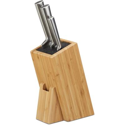 Bambus Messerblock mit Borsteneinsatz, Küchenblock für 6 Messer aller Art, unbestückter Holzblock, Image