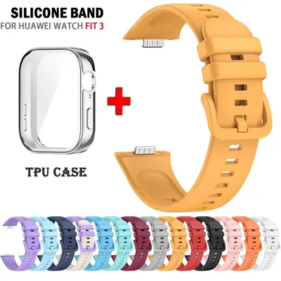 Für Huawei Uhr Fit 3 Strap Weiche Silikon Sport Armband + TPU Weiche Fall Atmungsaktive SmartWatch Image