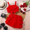 2025 sommer Kind Kleidung Sets Ärmellose Bogen Tops Rot Kuchen Röcke 2 Stück Sets Designer Mädchen Kleidung Sets 18 M-7 T