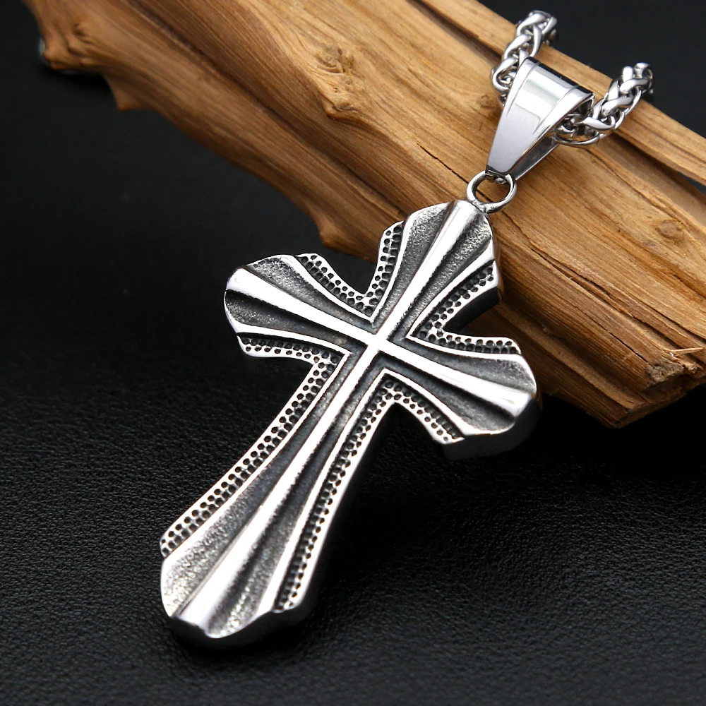 Vintage Einfache Kreuz Halskette Edelstahl Punk Hip Hop Biker Anhänger Für Männer Frauen Einzigartige Amulett Schmuck Geschenk Dropshipping Image