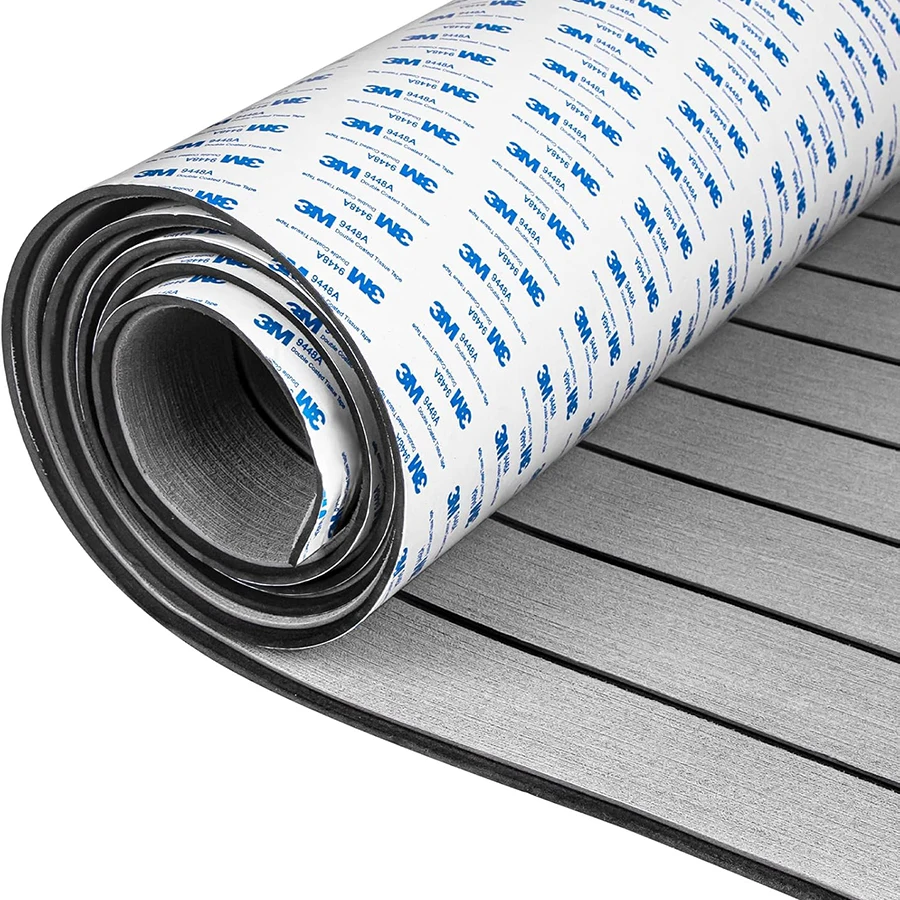 94,5 x 17,7 Zoll EVA-Schaum-Bootsboden mit 3M-Kleberunterseite, selbstklebender Marine-Terrassendielen, Kunst-Teakholzplatte für Jon-Schwimmplattform Image