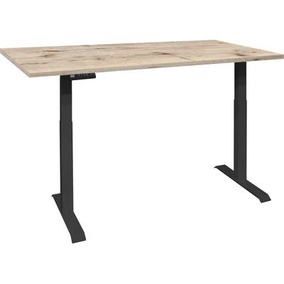 Schreibtisch MÄUSBACHER "Big System Office", schwarz (schwarz matt, sandeiche, schwarz matt, sandeiche), B:120cm, Tische, Breite 120 cm, elektrisch höhenverstellbar Image