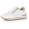 Keilsneaker GABOR "TURIN", Damen, Gr. 44, weiß (weiß, platinfarben), Kalbsleder, Nappaleder, sportlich, Schuhe Sneaker, Freizeitschuh, Halbschuh, Schnürschuh mit schönen Metallic-Details