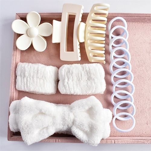 16-teiliges Hautpflege-Stirnband-Set, Stirnband-Set für Gesichtsreinigung, Spa und Make-up, inklusive 1 Haarband, Armband, 3 Haarklammern und 10 Haargummis, Geschenk für Frauen und Mädchen Image
