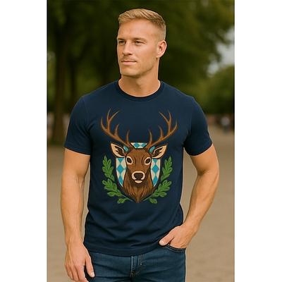 Oktoberfest Hirsch T-Shirt Bayerisch München Deutsch Grafik Für Herren Damen Erwachsene Oktoberfestbier Heißprägen Festival Image