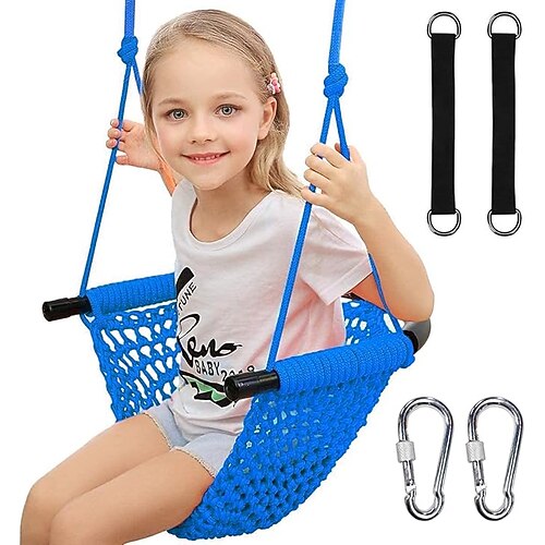 Kinderbaumschaukelsitz Seilschaukel Kinderschaukel für drinnen und draußen Baumschaukel für den Garten Türschaukel (grün) Image