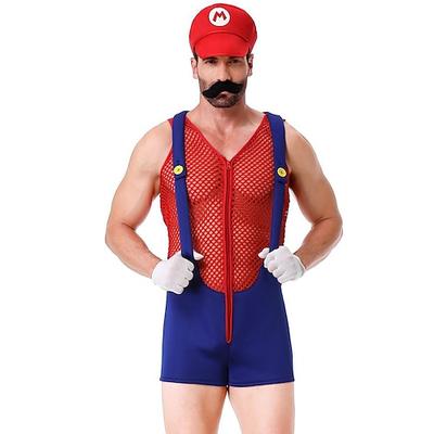 Luigi Super Bros Sexy Kostüm Einteiler Netz Drag und Glamour Herren Erwachsene Nachtclub Pride Parade Pride-Monat Halloween Karneval Einfaches Karnevalskostüm Image
