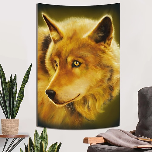Wolf Golden Sun Vincent Hie Wandteppich große Wandkunst Wandteppich Wandbild Fotografie Hintergrund Decke Vorhang Heim Schlafzimmer Wohnzimmer Dekoration Image