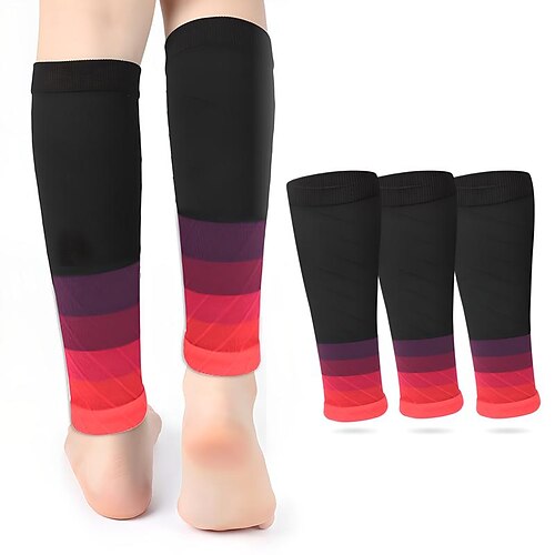 3 Paar Wadenkompressionsstrümpfe für Damen und Herren, Sport-Beinlinge mit Farbverlauf in Blau zum Laufen, Wandern, Fitnessstudio, Radfahren, Fußball, atmungsaktive Unterstützung Image