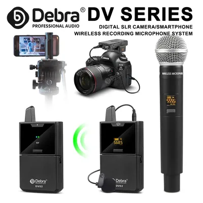 DV UHF Wireless Lavalier/Handheld Microphone, Multi-Band Selectable, for DSLR Camera Live Interview