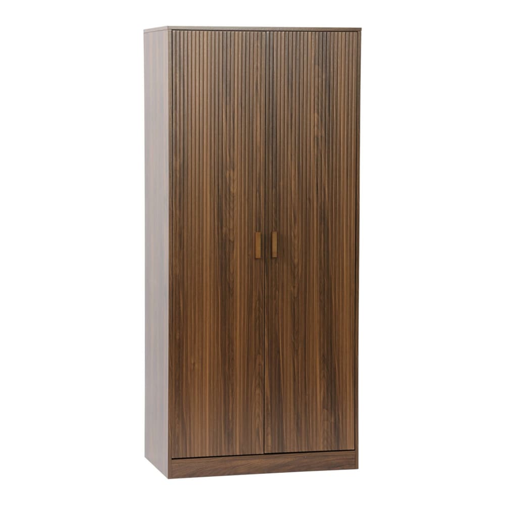 Dressing, armoire, 2 portes penderie et rangements noyer