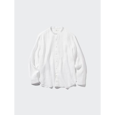Uniqlo - 100% Premium Linen Shirt (grandad Collar) - White - XS