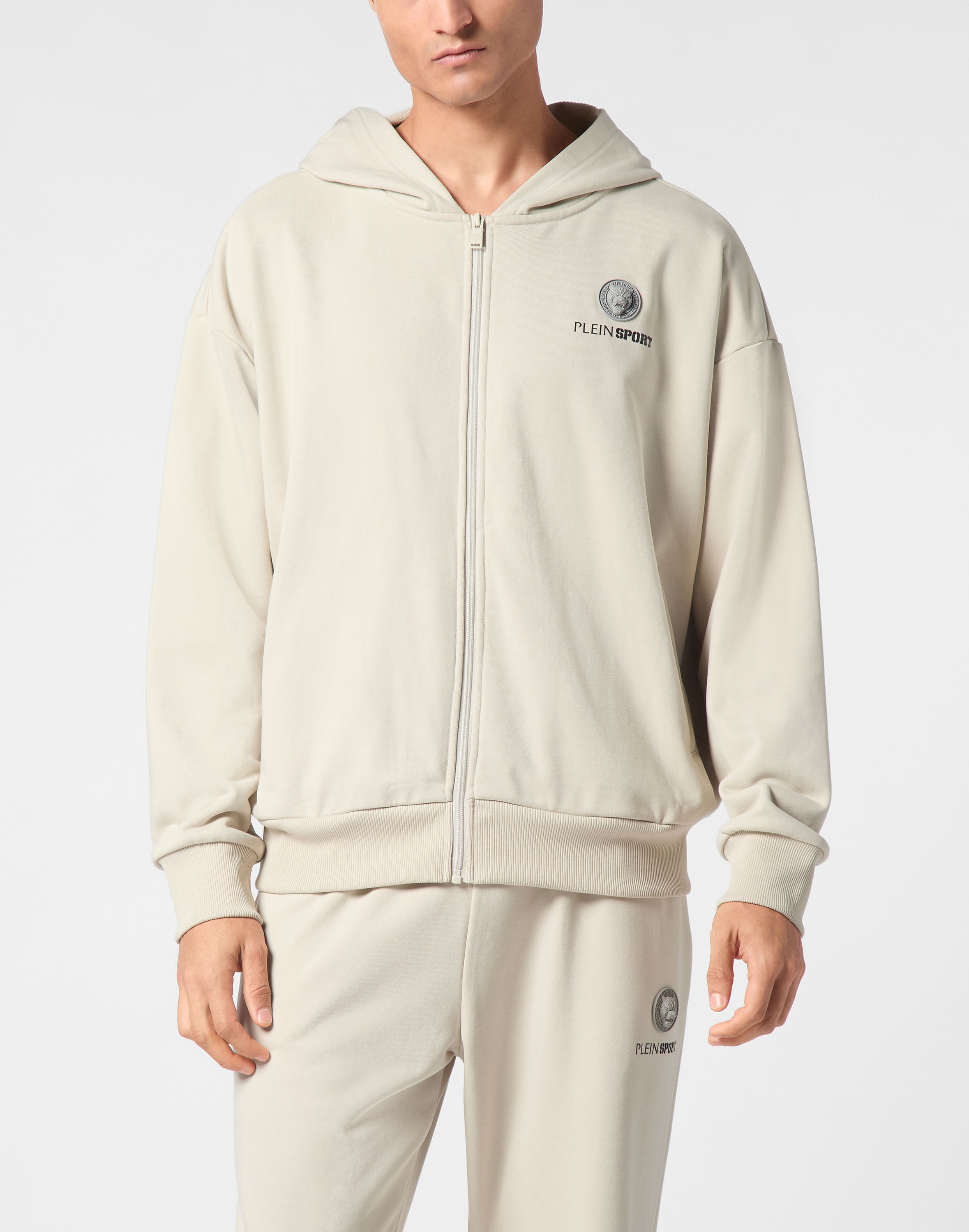 Kapuzensweatjacke PLEIN SPORT "Scratch", Herren, Gr. S, 10, grau, Obermaterial: 87% Baumwolle, 13% Polyester, Sweatjacken Zip-Hoodie Image